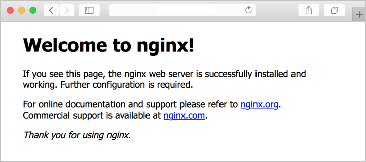 Úvodní stránka webového serveru NGINX