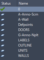 Snímek obrazovky zobrazující DwgLayers v softwaru Autodesk AutoCAD®