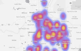 Vrstva heat mapy na mapě