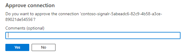 Screenshot of Approve connection dialog for private endpoint in Azure Key Vault.