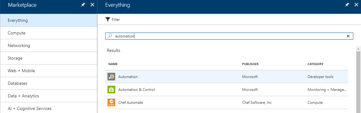 Přidání služby Azure Automation