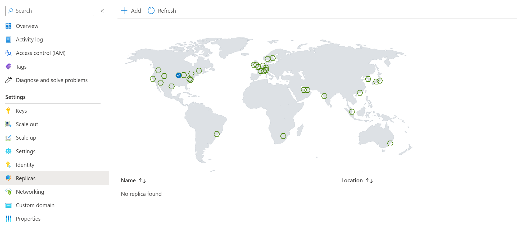 Snímek obrazovky s vytvářením repliky pro Azure Web PubSub na portálu