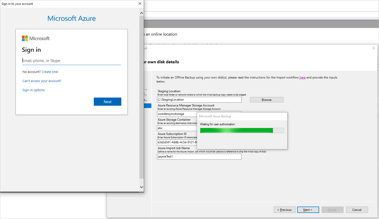 Snímek obrazovky s přihlašovací stránkou předplatného Azure