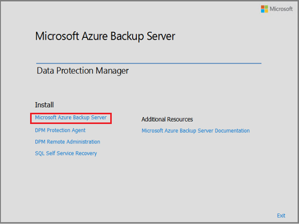 Výběr Microsoft Azure Backup Serveru