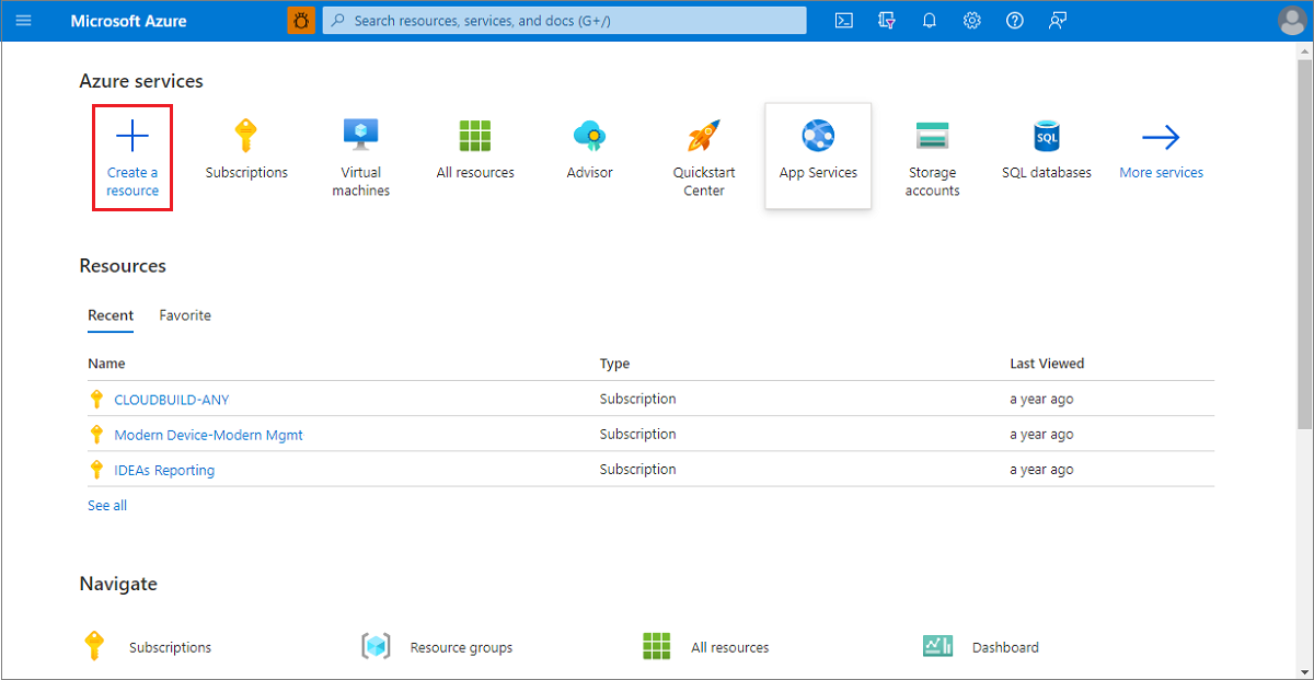 Snímek obrazovky znázorňující, jak začít vytvářet novou virtuální síť na webu Azure Portal