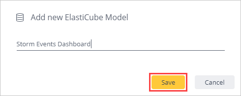 Přidejte nový model ElastiCube.