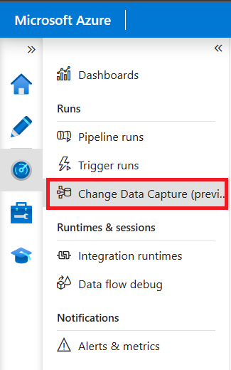 Snímek obrazovky s tlačítkem Change Data Capture