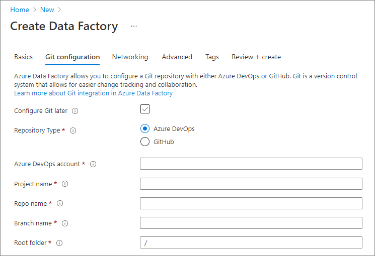 Konfigurace nastavení úložiště kódu z webu Azure Portal