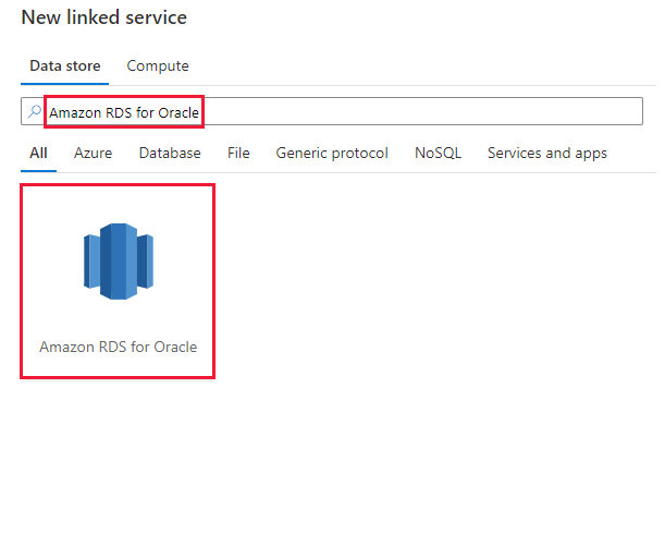 Snímek obrazovky s konektorem Amazon RDS for Oracle