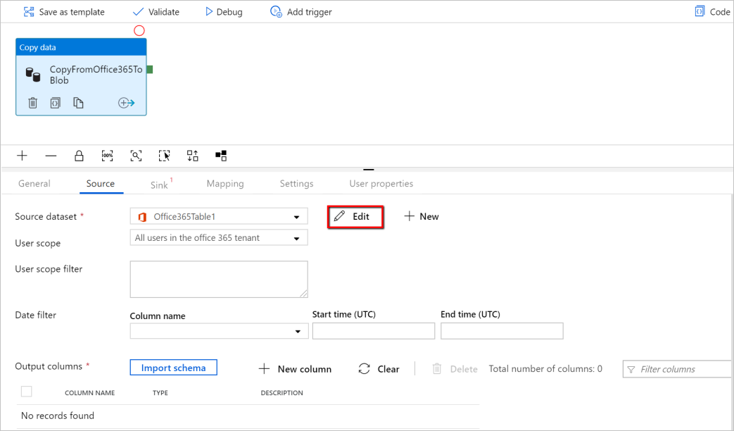 Obecná konfigurace datové sady Microsoft 365 (Office 365).