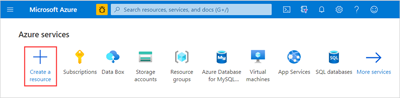 Snímek obrazovky s tlačítkem Vytvořit prostředek ve službě Azure Data Box Gateway