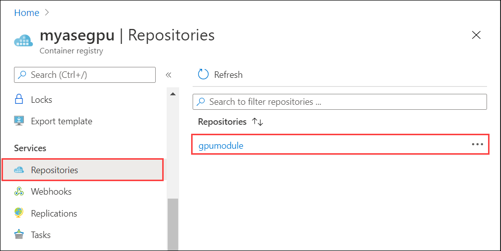 Modul v registru kontejneru