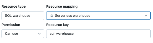 Přidání SQL Warehouse jako prostředku aplikace v uživatelském rozhraní