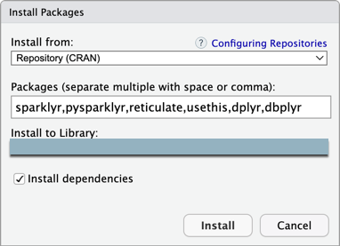 Instalace závislostí balíčku Databricks Connect