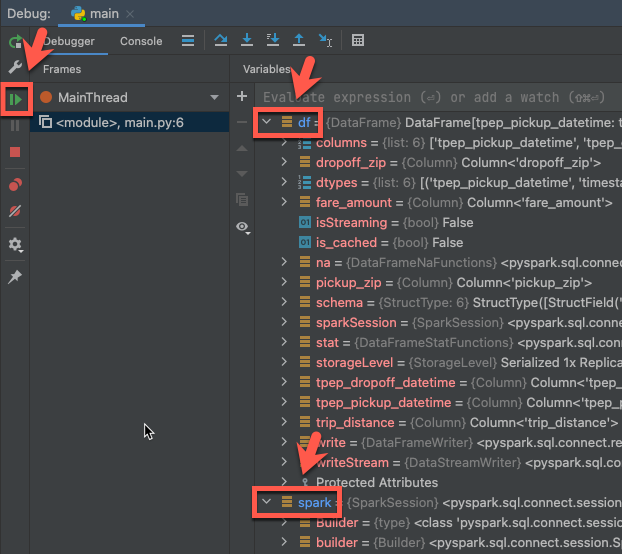 Ladění projektu PyCharm