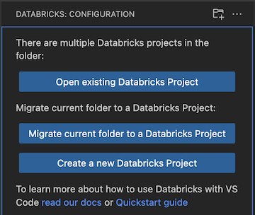 Otevření existujícího projektu Databricks