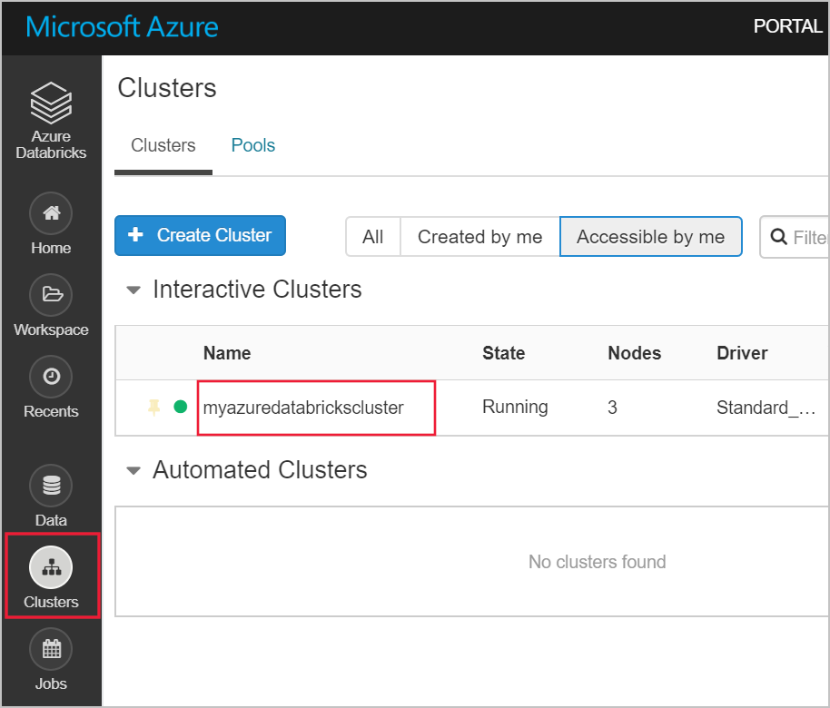 otevřít cluster Databricks