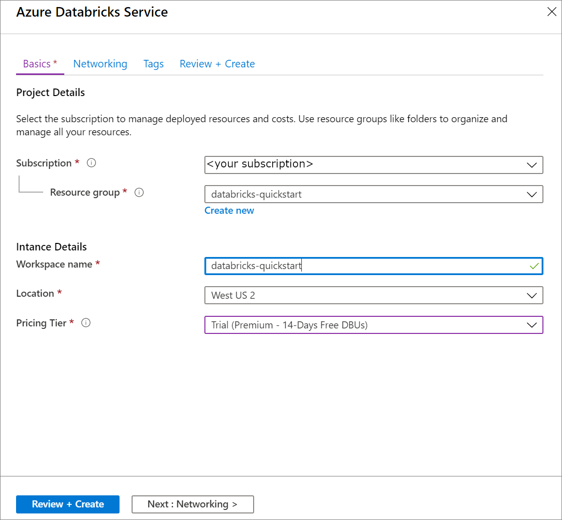 Základy vytvoření pracovního prostoru Azure Databricks