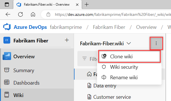 Klonování úložiště Git wikiwebu