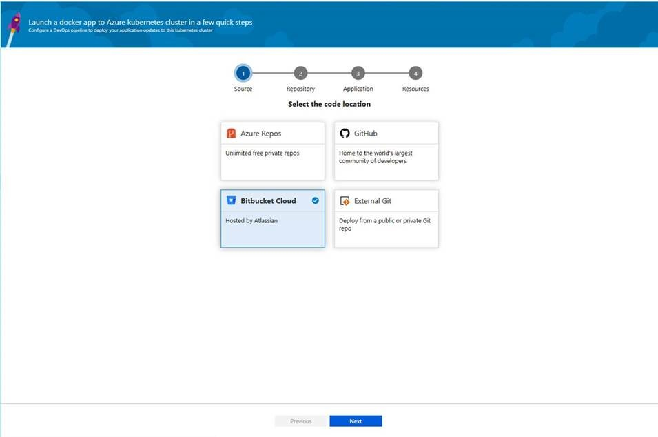 podpora úložišť Bitbucket v Deployment Center pro AKS a webovou aplikaci pro kontejnery.