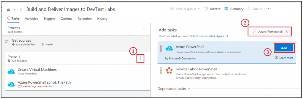 Přidání kroku Azure PowerShell