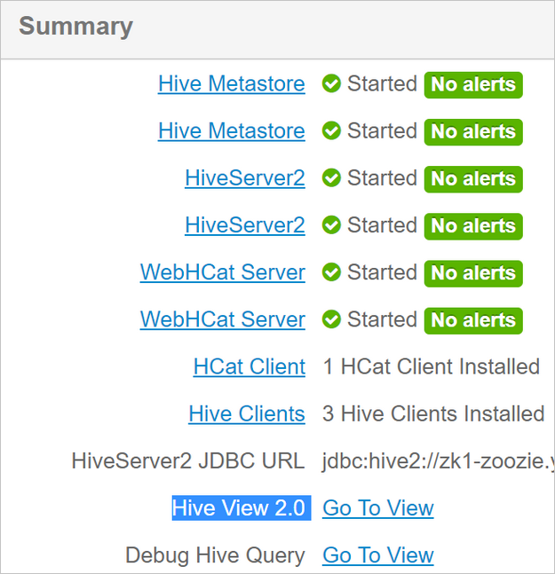 Ambari Apache Hive – souhrnný seznam