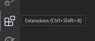 Snímek obrazovky s ikonou zobrazení rozšíření a zástupcem v editoru Visual Studio Code