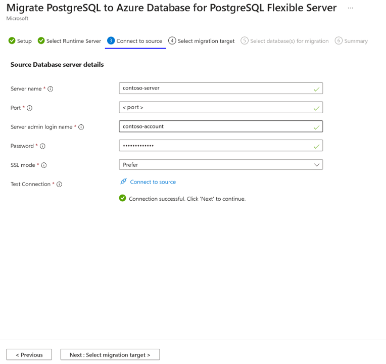 Snímek obrazovky s connectsourcemigration