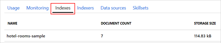 Seznam indexů Azure AI Search