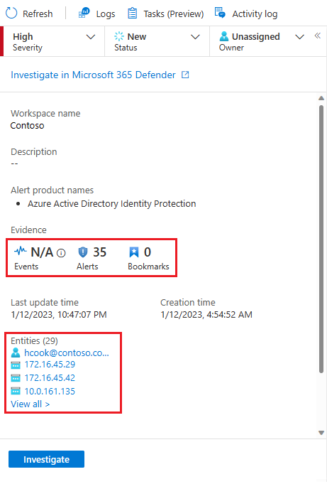 Screenshot of details panel in incident details page.