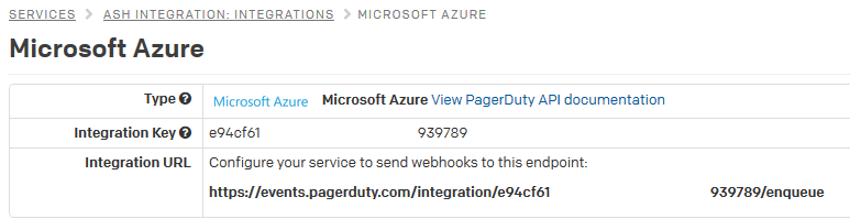 Adresa URL integrace v PagerDuty