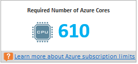 Požadovaný počet jader Azure v Deployment Planneru
