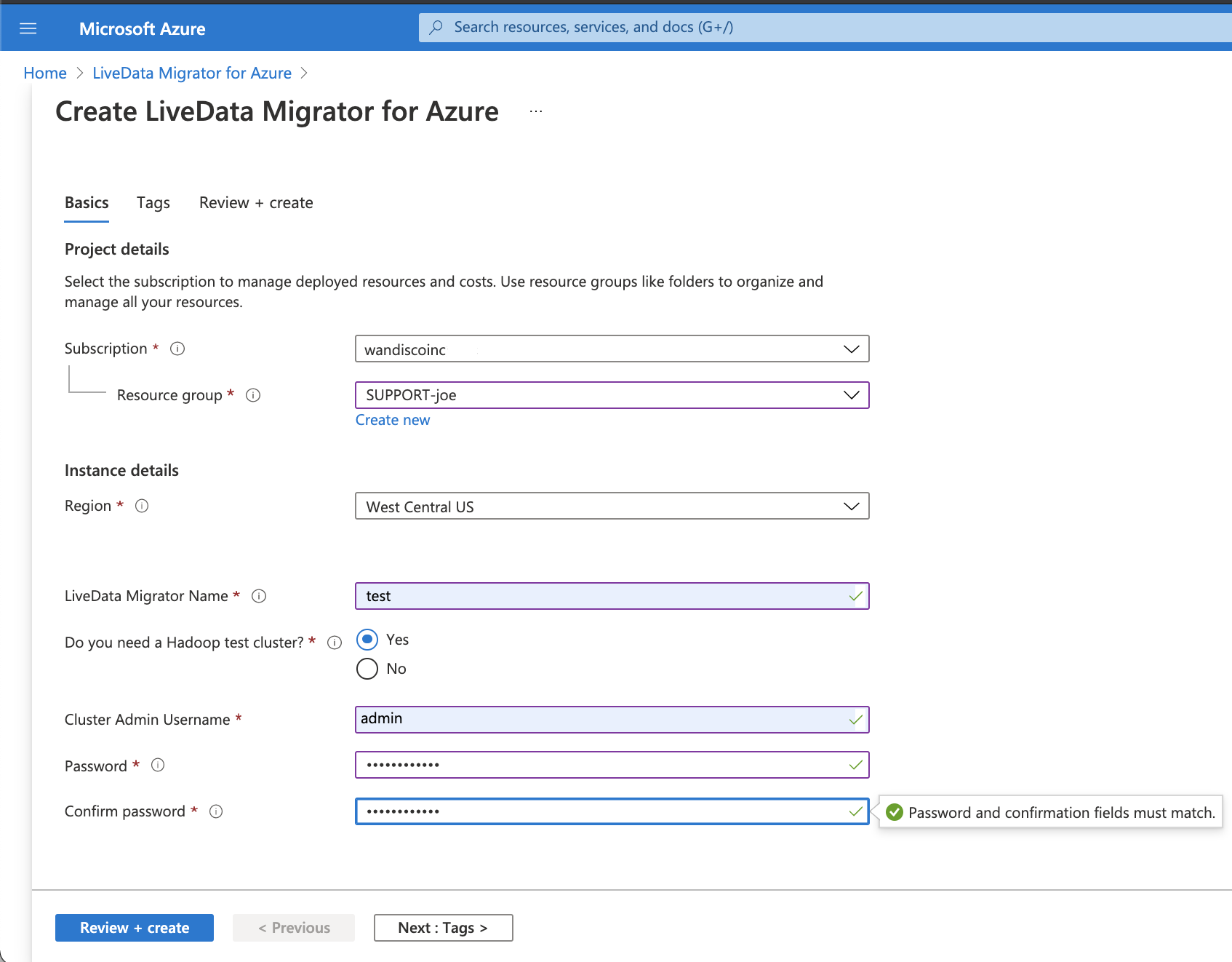 Vytvoření instance LiveData Migrator