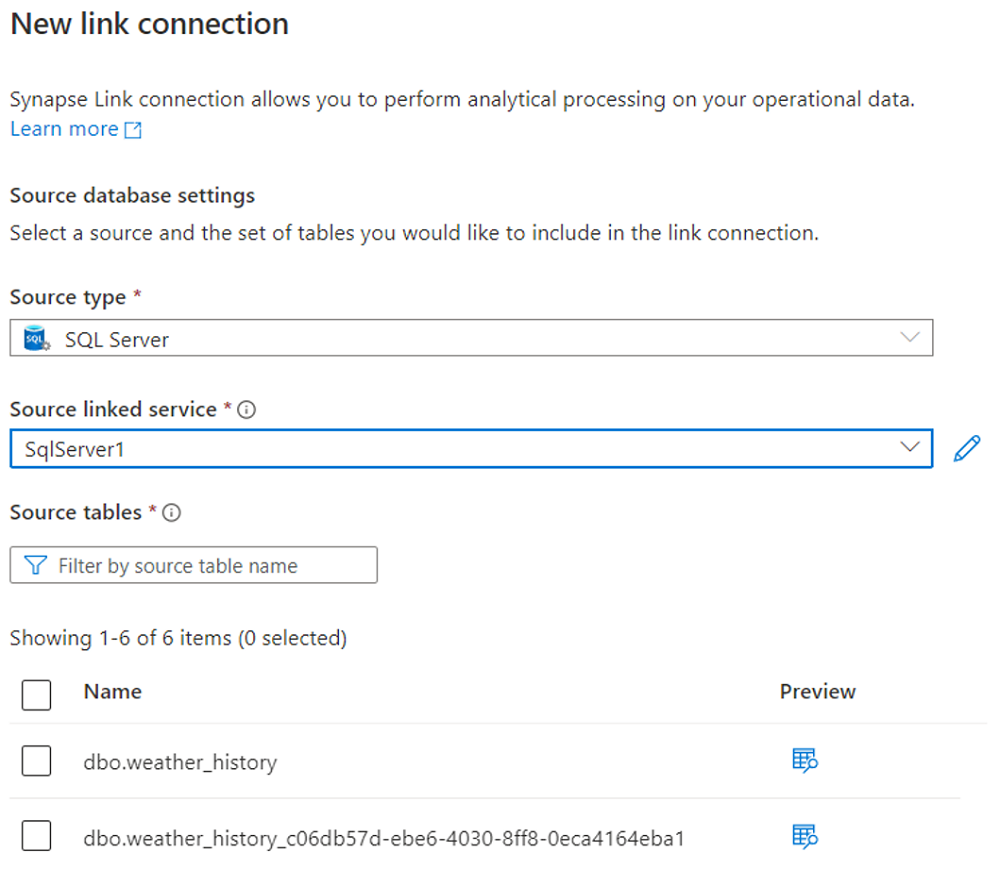 Snímek obrazovky, který ukazuje, jak vytvořit připojení propojení z instance Azure SQL Serveru 2022