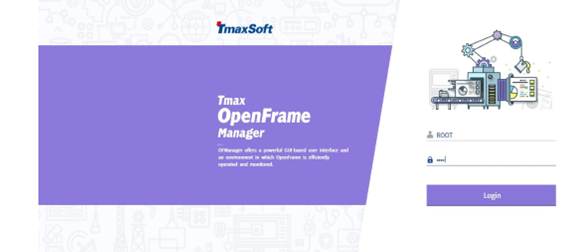 Přihlašovací obrazovka Tmax OpenFrame Manageru