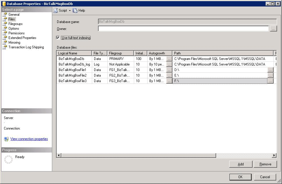 SQL Server, adding files to a filegroup