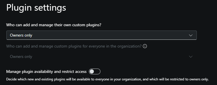 Screenshot of plugin control options.