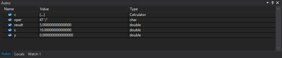 Snímek obrazovky s oknem automatického ladicího programu sady Visual Studio