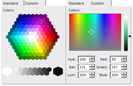 CMFCColorPickerCtrl dialogové okno.