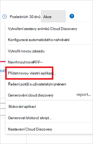 přidejte nabídku vlastní aplikace.