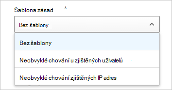 Snímek obrazovky, který ukazuje, jak vybrat šablonu, která se má použít jako základ pro nové zásady