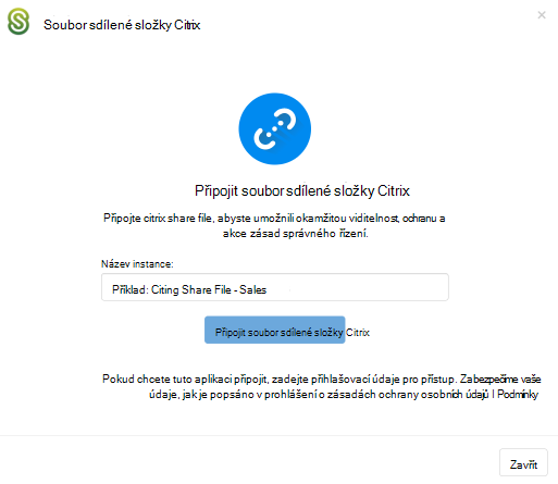 připojit název instance Citrix ShareFile.