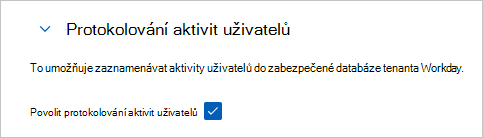 Snímek obrazovky s povolením protokolování aktivit uživatelů