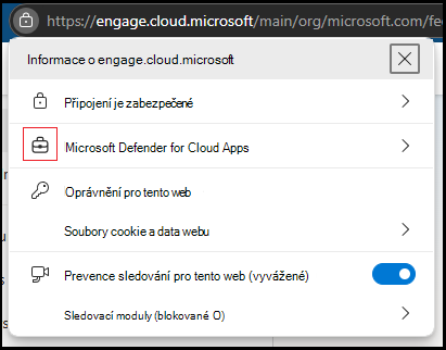 Snímek obrazovky prohlížeče Microsoft Edge v indikaci prohlížeče