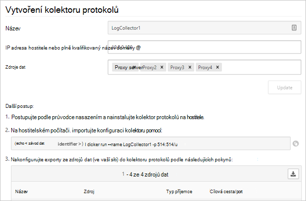 Zkopírujte příkaz spustit z průvodce kolektorem protokolů.