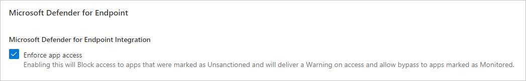 Snímek obrazovky znázorňující, jak povolit blokování pomocí Defenderu for Endpoint