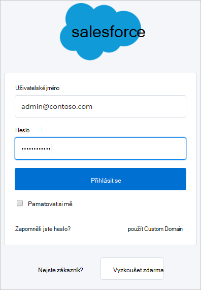 Přihlášení salesforce.