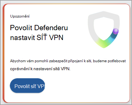 Snímek obrazovky s doporučením k nastavení připojení VPN