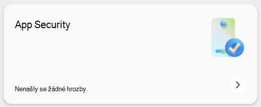 Snímek obrazovky znázorňující dlaždici Zabezpečení aplikací