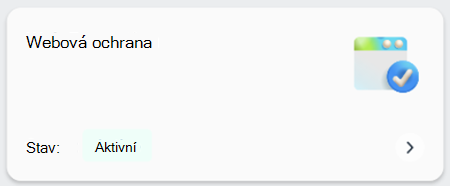 Snímek obrazovky s dlaždicí, která ukazuje, jestli je na zařízení povolená webová ochrana